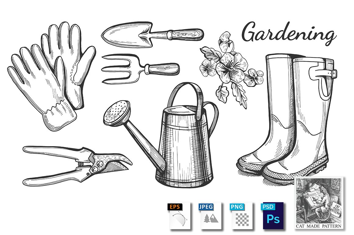 Gardening objects set cover image.