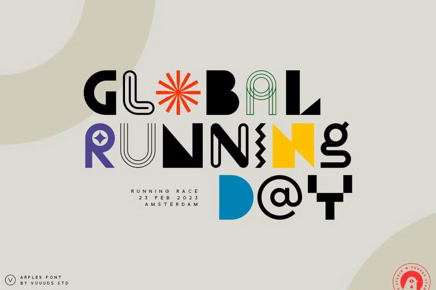 Text Global Running Day in different letters.