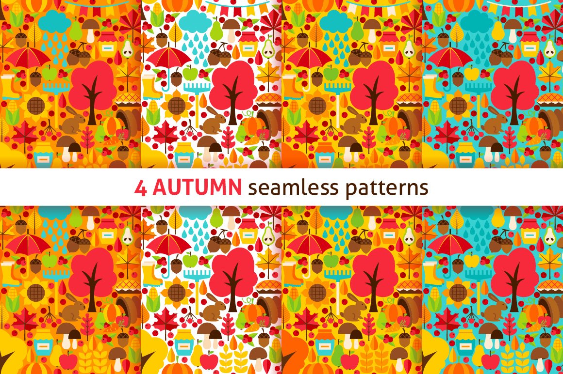 Autumn Flat Seamless Patterns cover image.