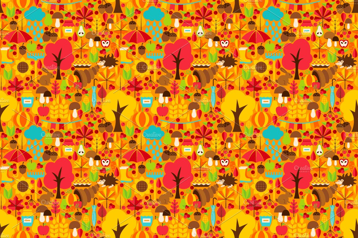 Autumn Flat Seamless Patterns preview image.