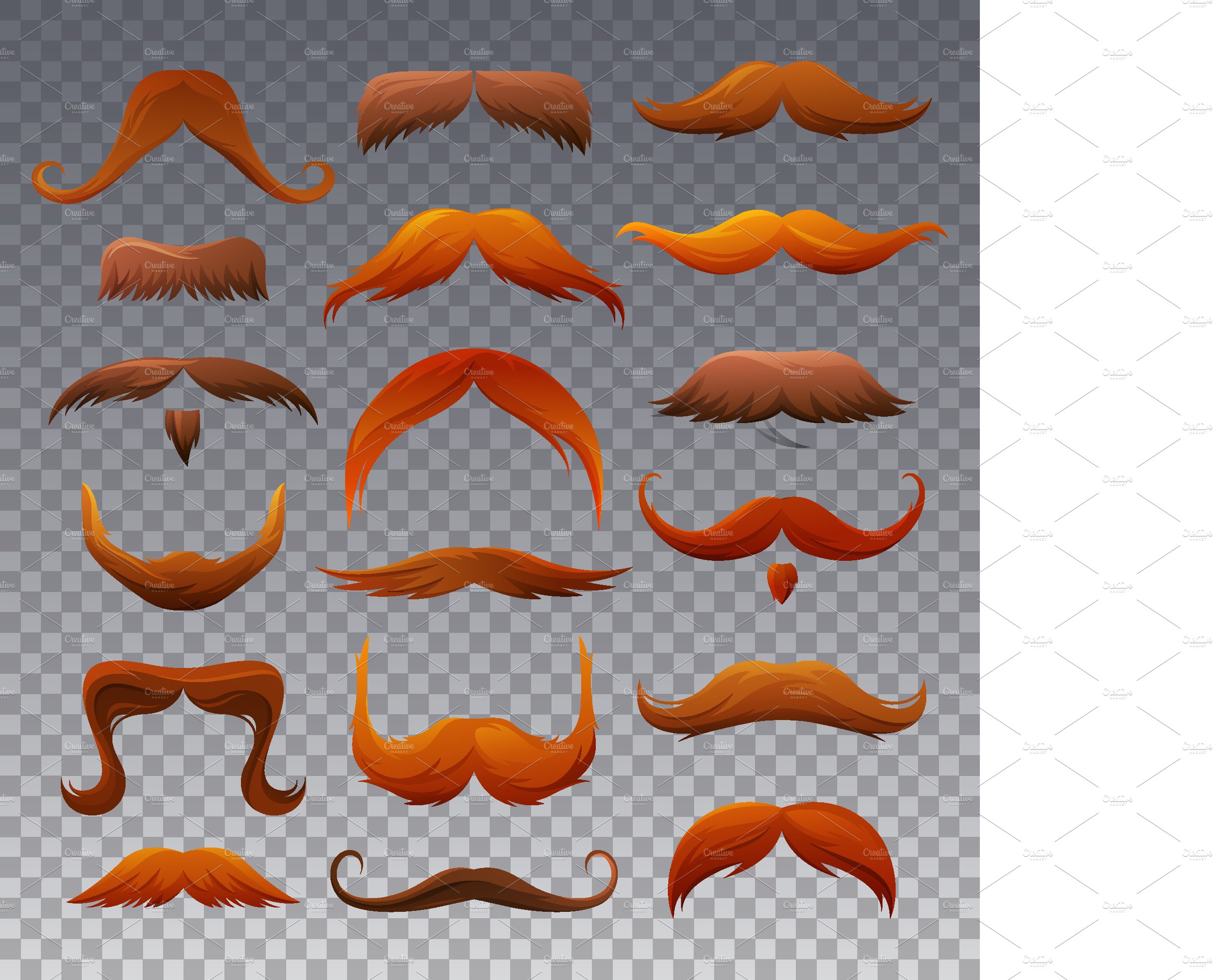 Mustache icons, vector set preview image.
