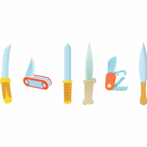 Knife icon set, cartoon style cover image.