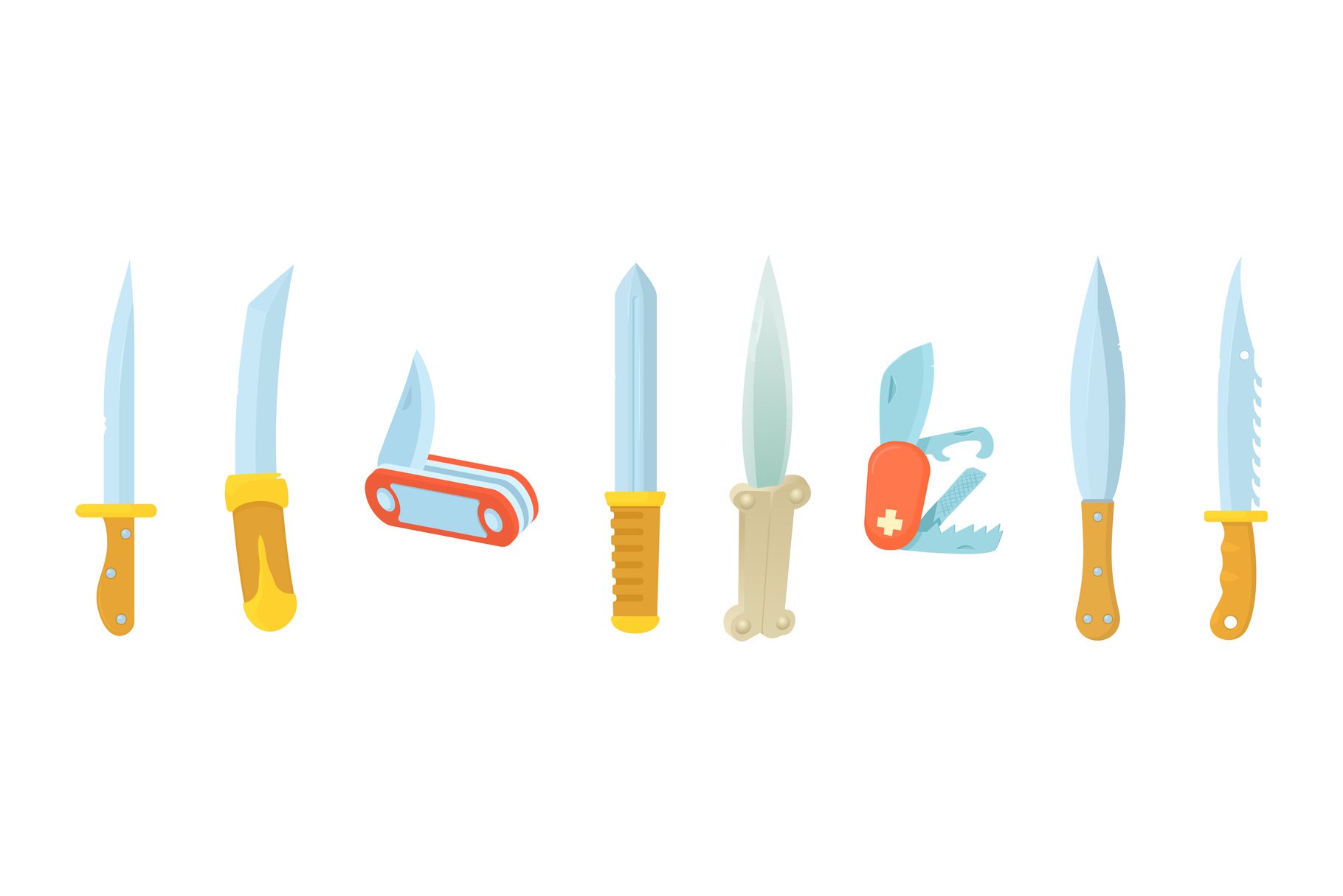 Knife icon set, cartoon style cover image.