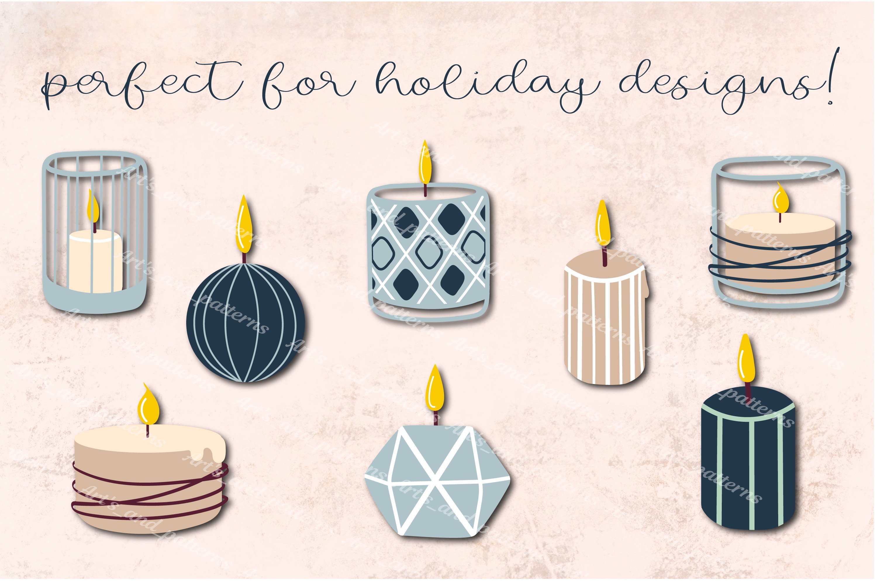 Burning candles cliparts preview image.