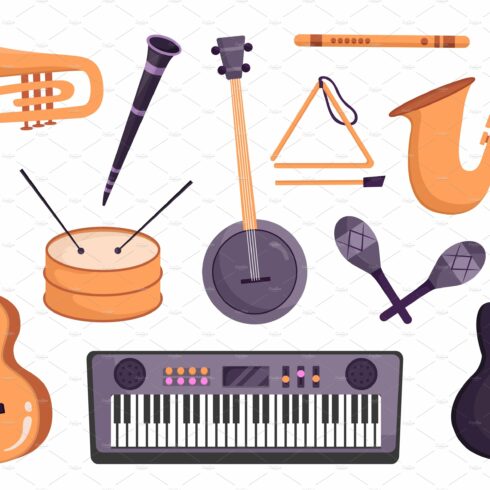 Musical instruments element set cover image.