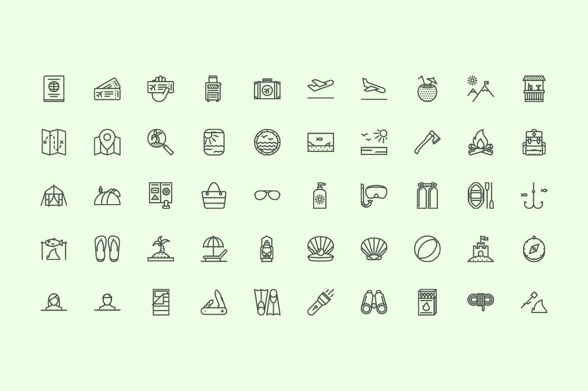 The Beach & Camping Icons 100 preview image.