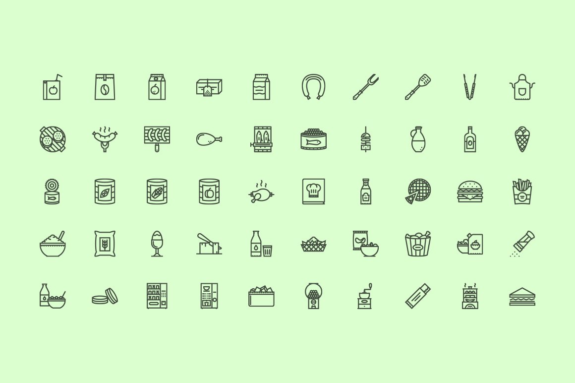 The Food & Drinks Icons 100 preview image.