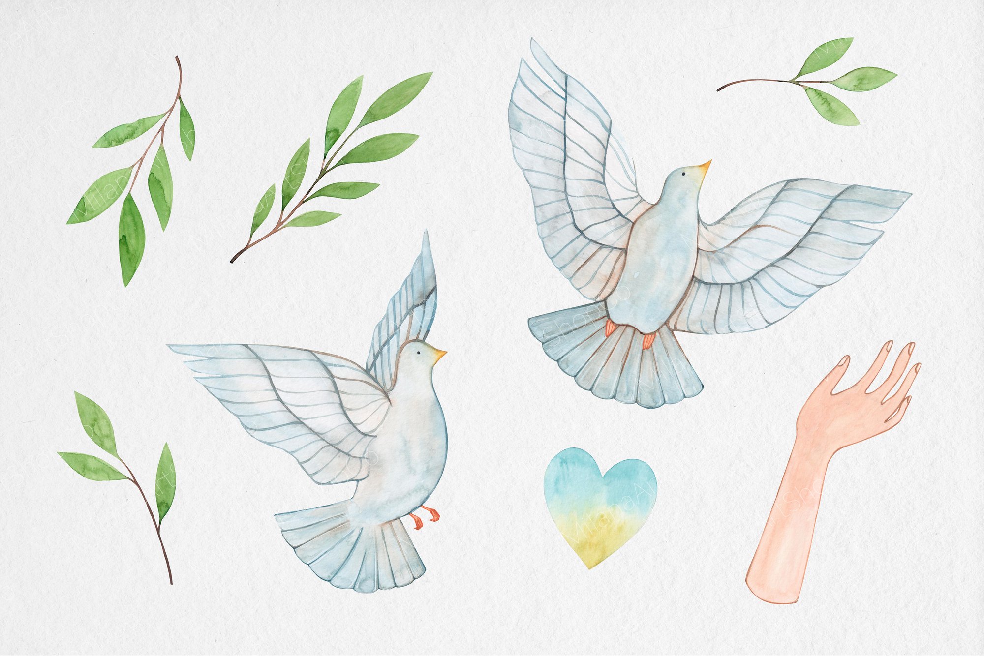 Watercolor Dove of Peace for Ukraine preview image.