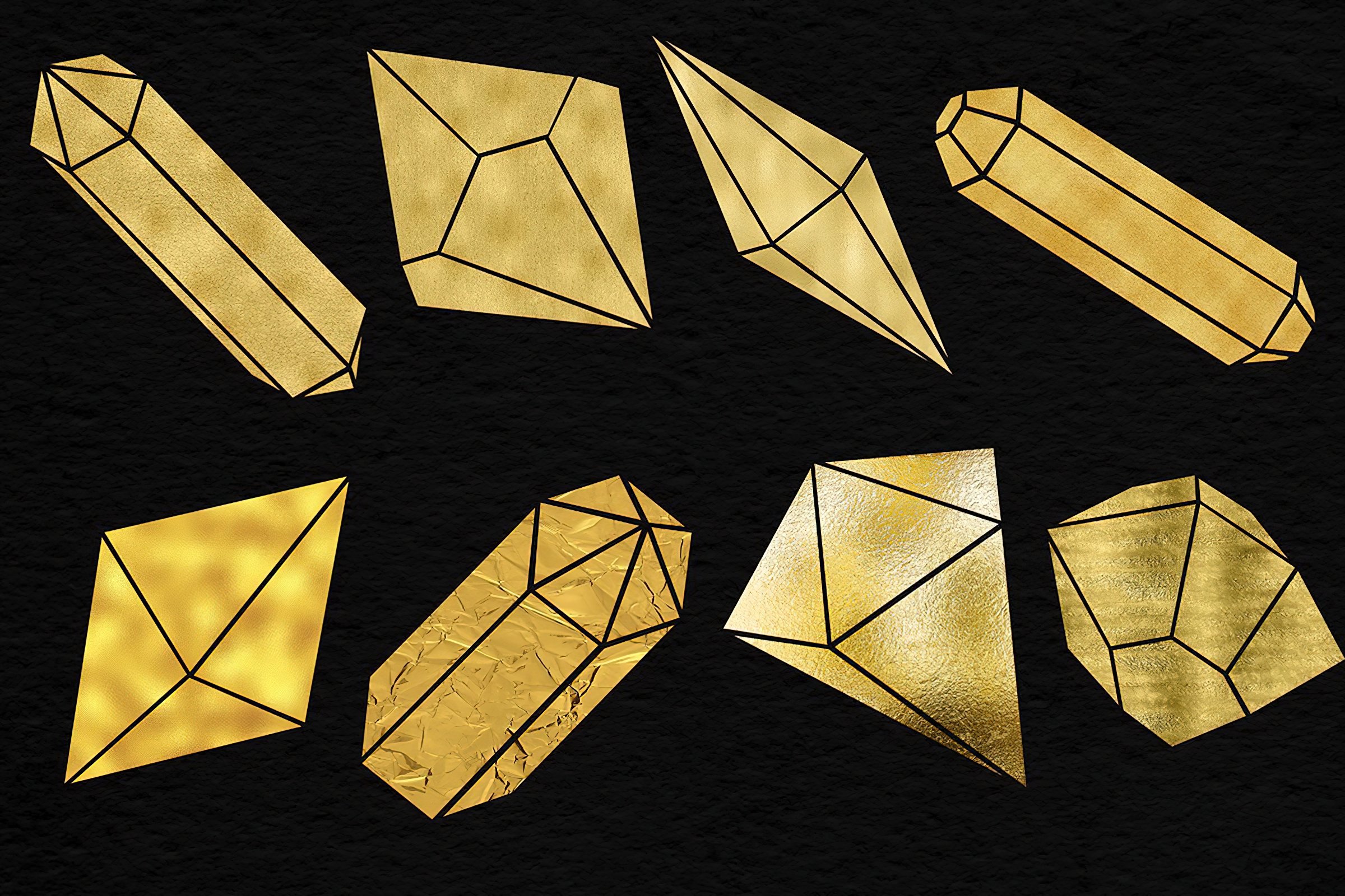 Shimmer Gold Crystals Clipart preview image.