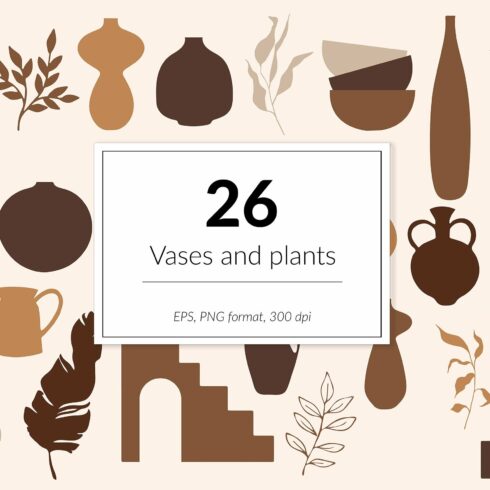 Vases, pots and plants clipart cover image.