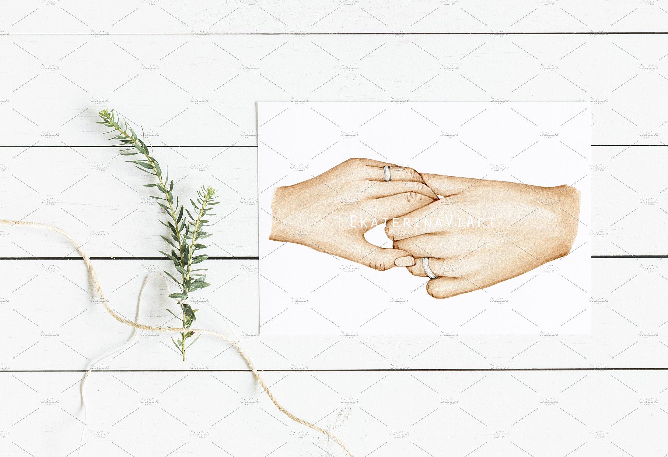 Couple Holding Hands Wedding Rings preview image.
