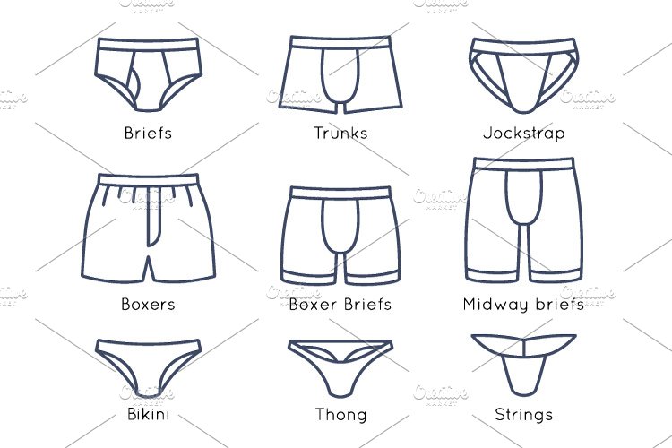Men underwear types. Man underpants infographic design eleme