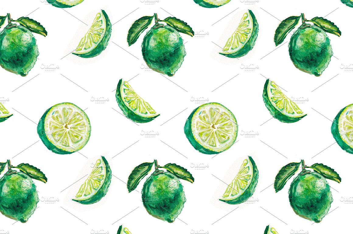 Watercolor citrus illustration preview image.