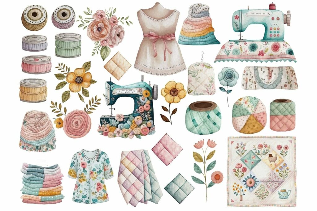 Watercolor Sewing Clipart – MasterBundles