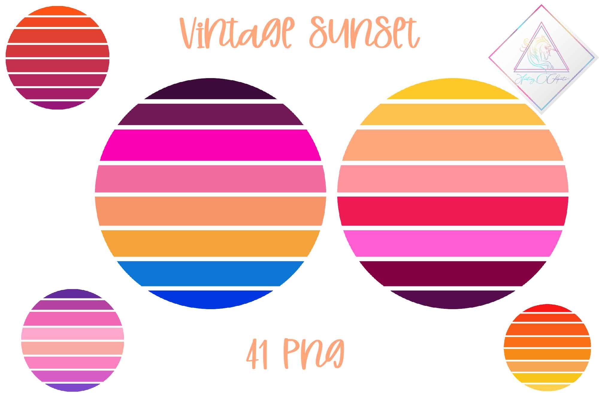Vintage Sunset Clipart cover image.