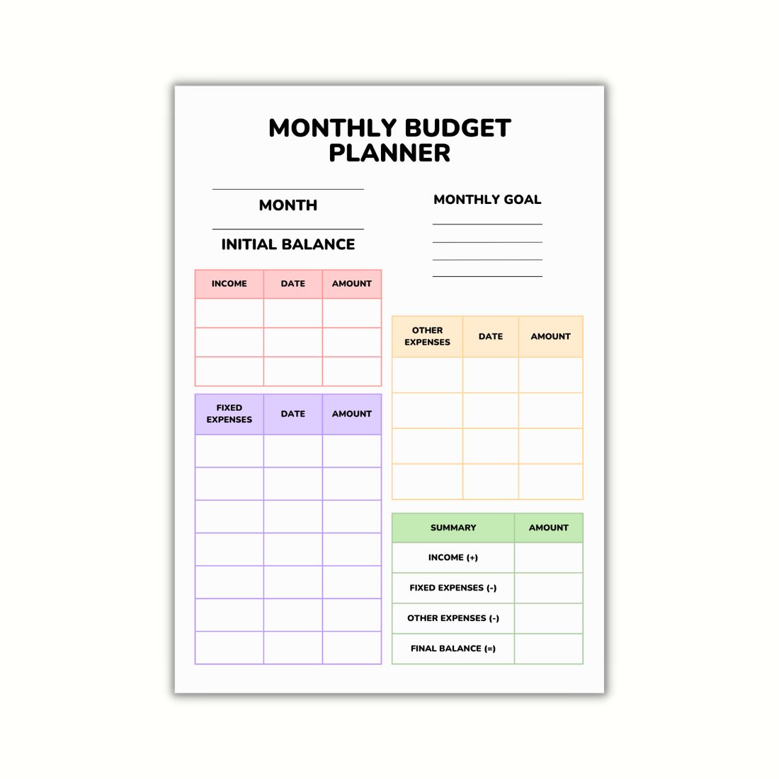 5 Monthly Budget Planners Template preview image.