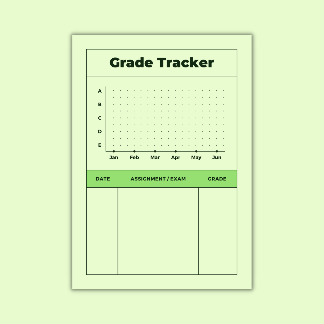 Green Study Grade Planner Canva Template preview image.