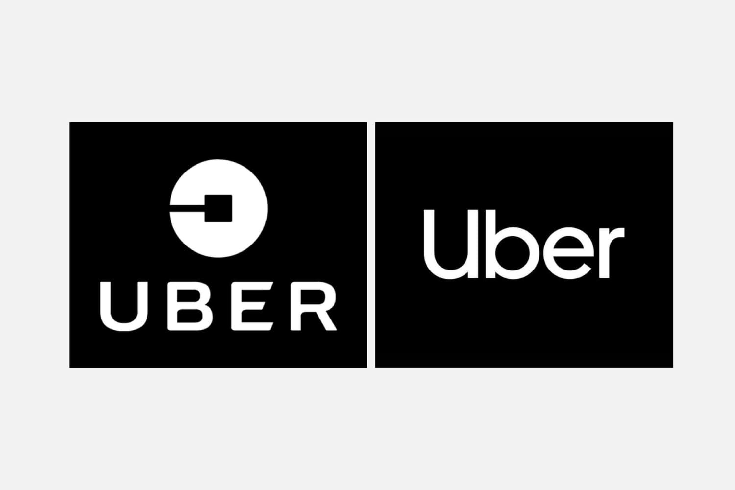 The word Uber in different fonts on a black background.