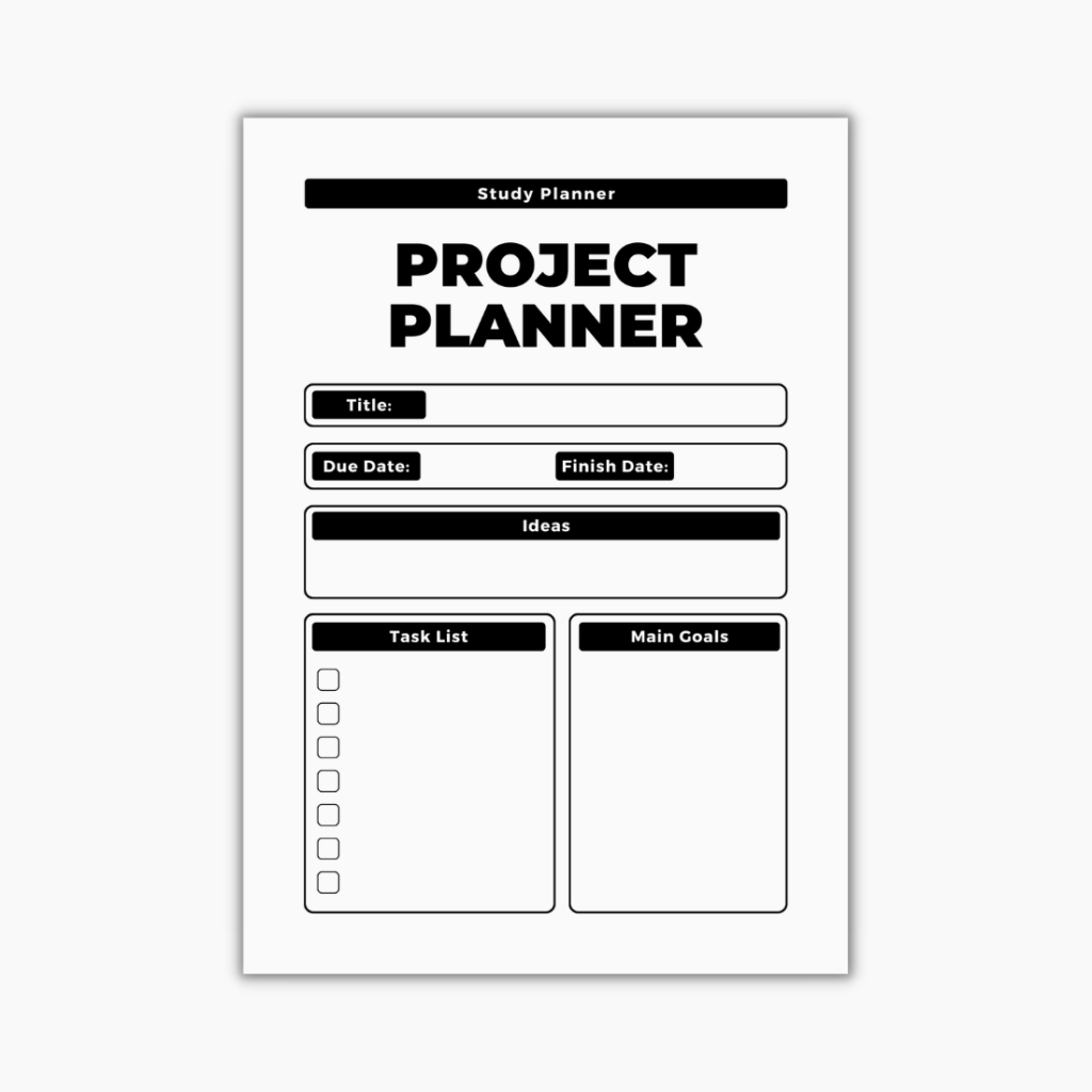 Minimalist Study Project Planner Canva Template - MasterBundles