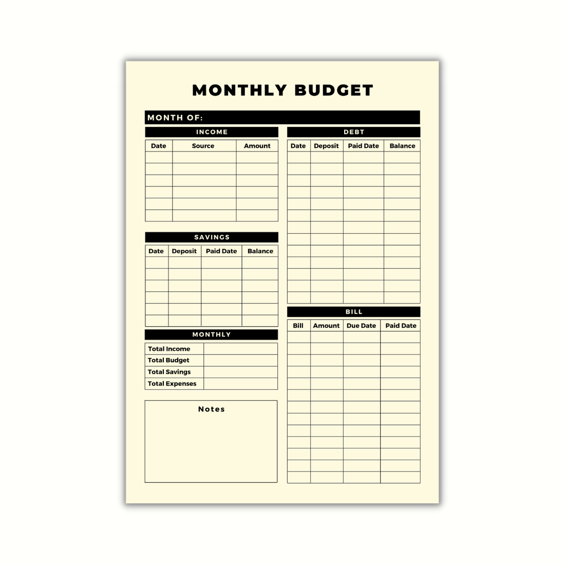 5 Colorful Monthly Budget Planners Template preview image.