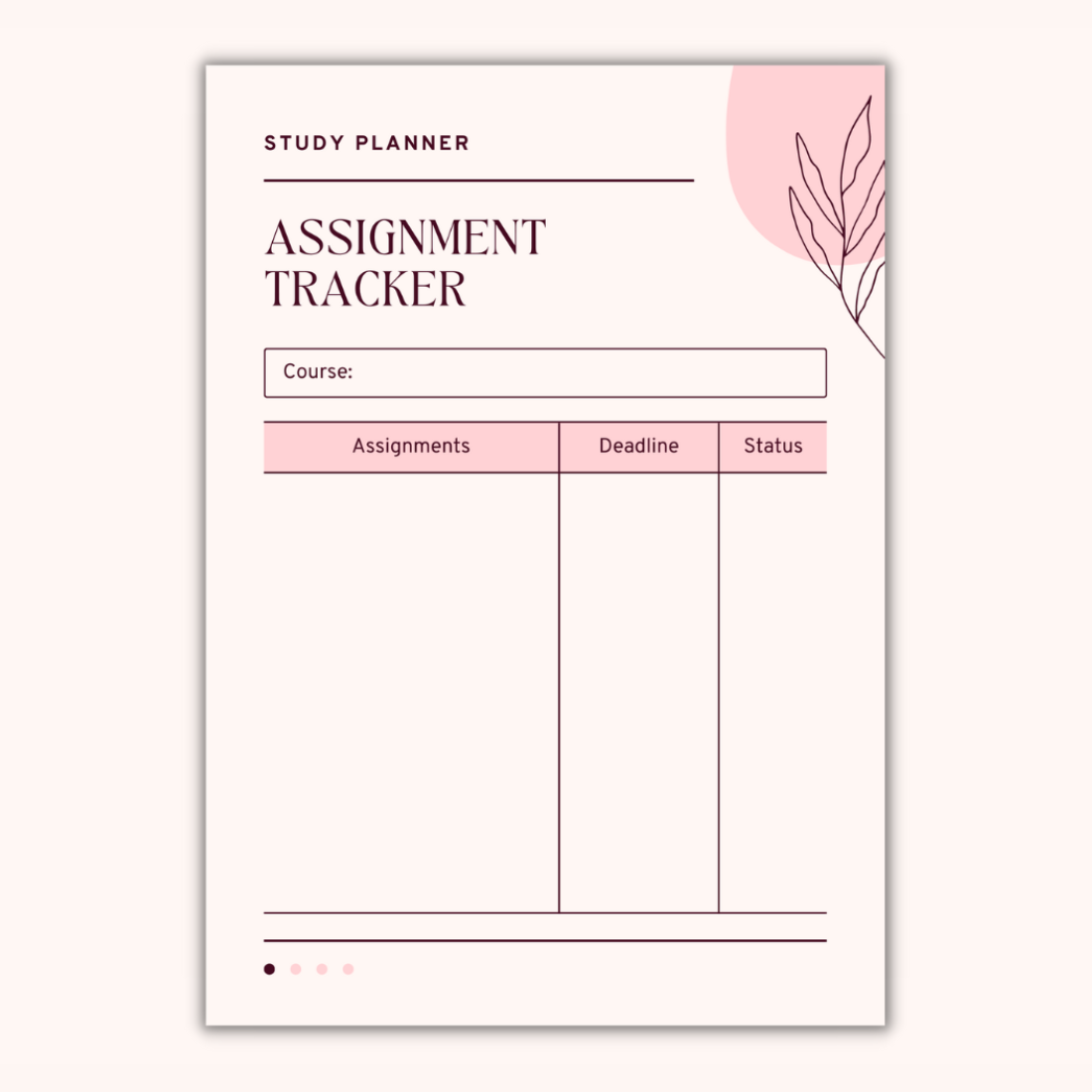 Study Planner Assignment Tracker Template preview image.