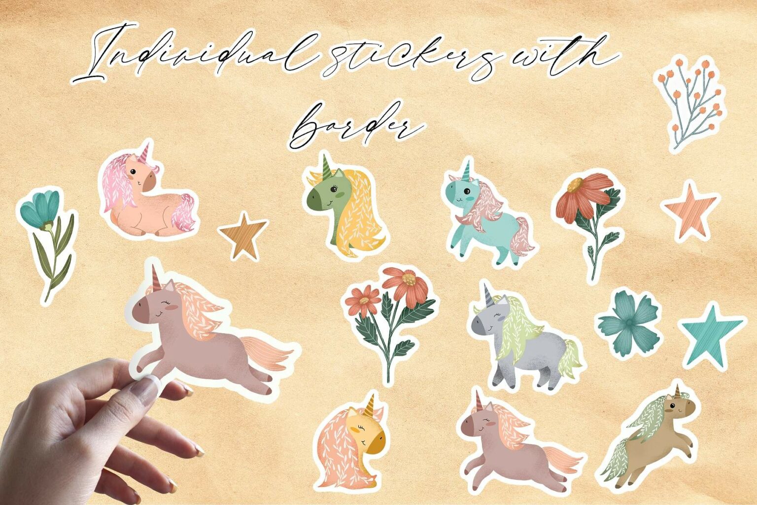 Unicorn sticker pack MasterBundles