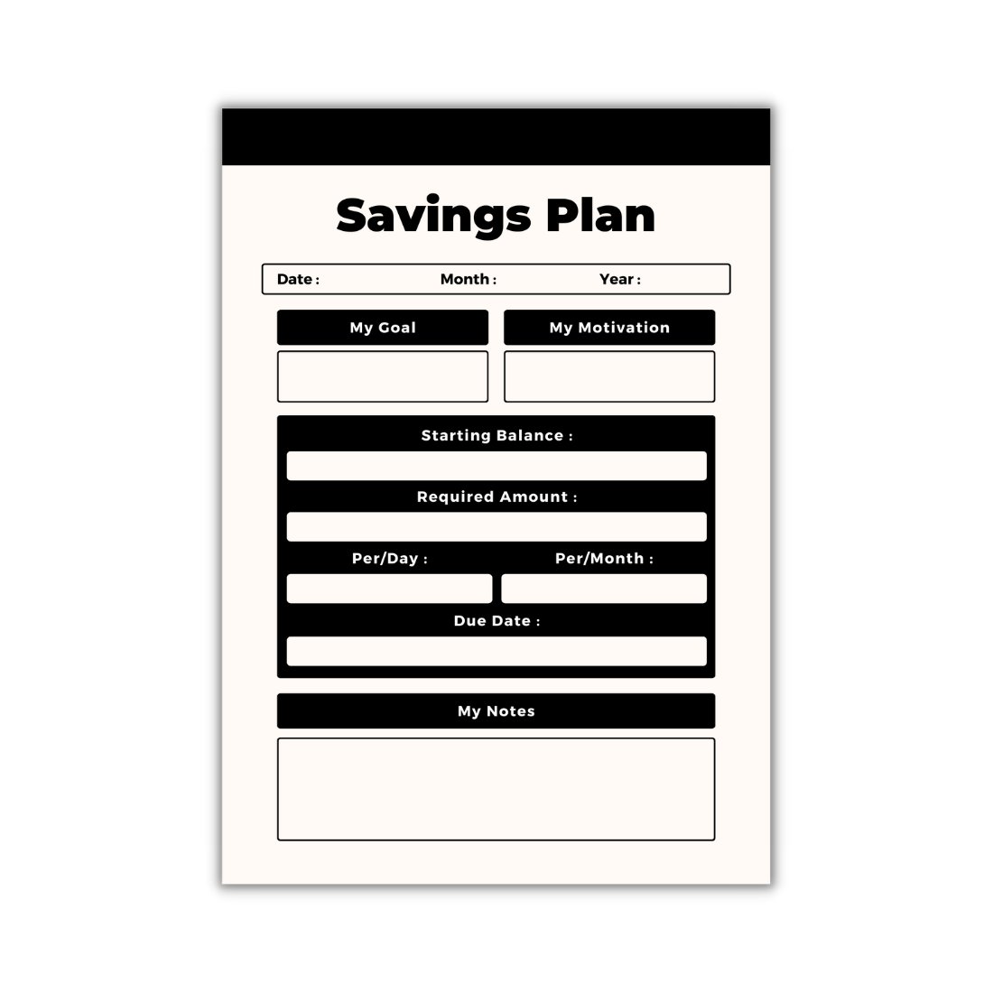 Savings Plan Planner Canva Template preview image.