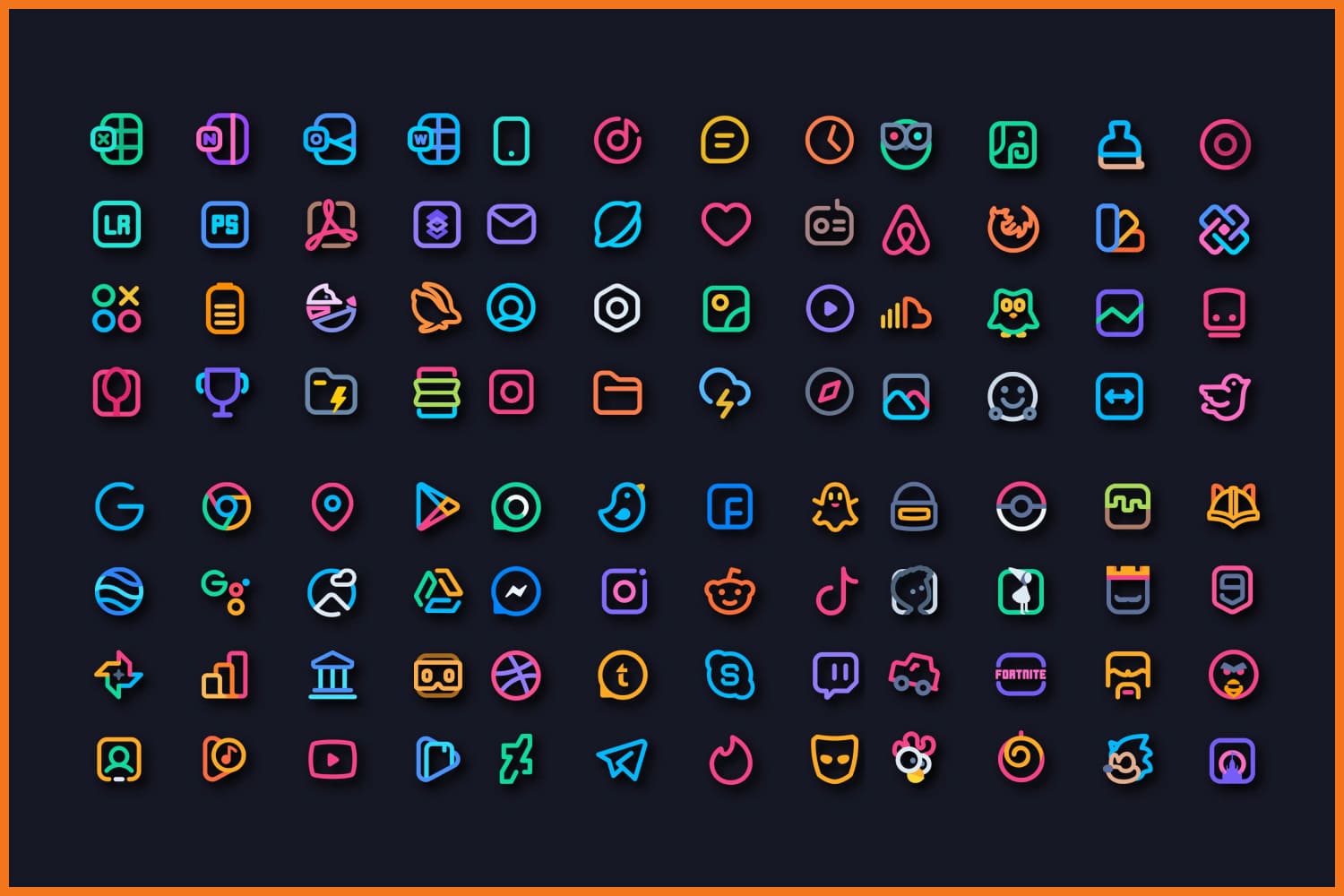 A collage of icons in a minimalistic hand-drawn style on a blue background.