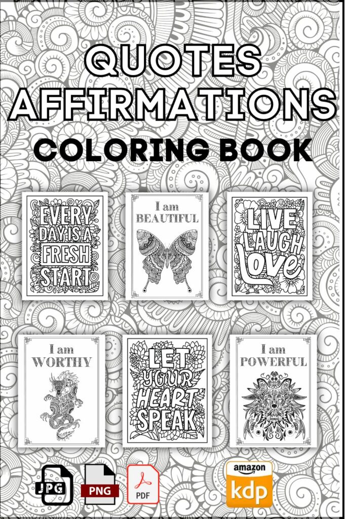 QUOTES AFFIRMATIONS ADULT COLORING PAGES - MasterBundles