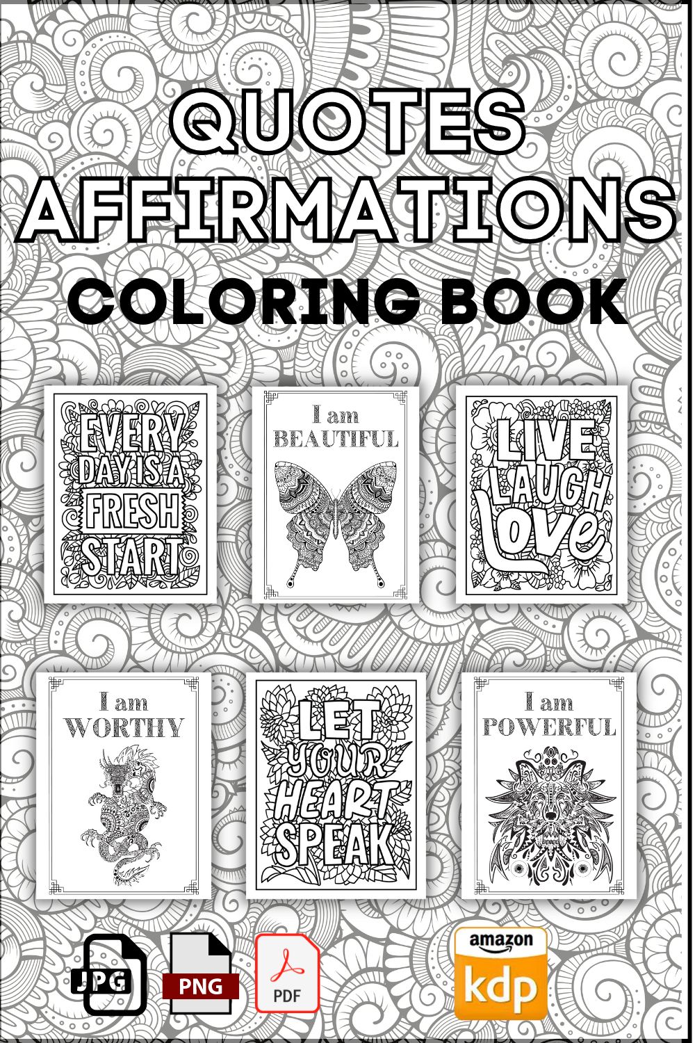 QUOTES AFFIRMATIONS ADULT COLORING PAGES pinterest preview image.