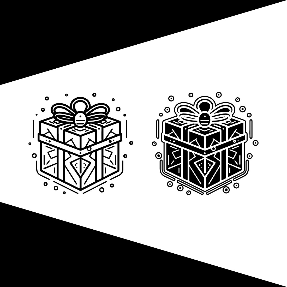 Gift box with ribbon line icon,Gift box icon,Set of gift box icons - MasterBundles preview image.
