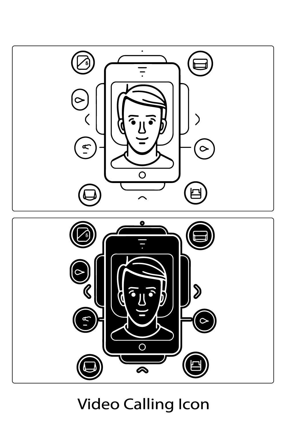 Video calling icon outline style Simple Set of Video Conference Related Vector Line Icons,Videocall line icon pinterest preview image.
