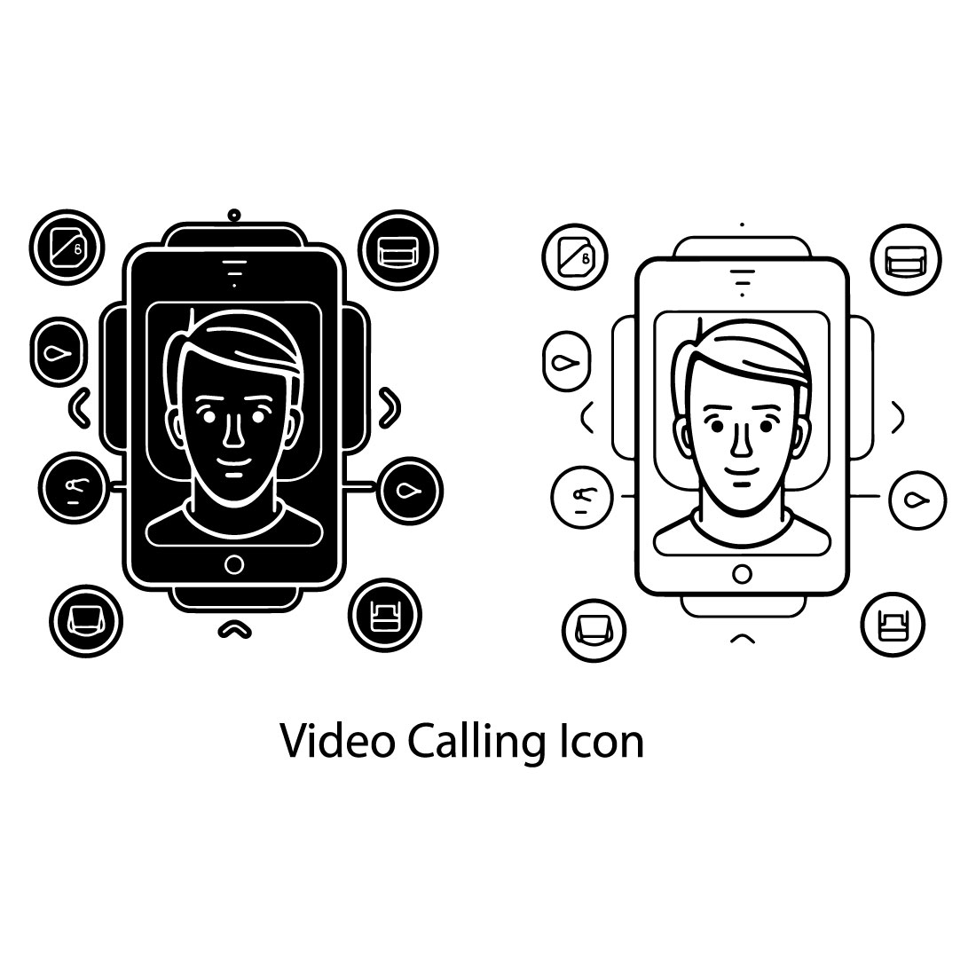 Video calling icon outline style Simple Set of Video Conference Related Vector Line Icons,Videocall line icon preview image.