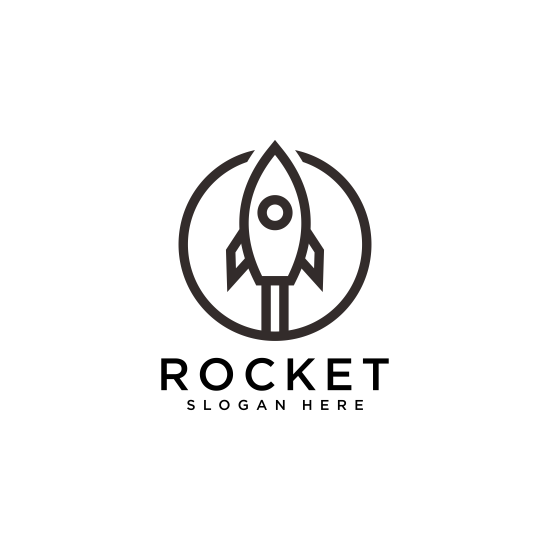 rocket launch logo vector design preview image.
