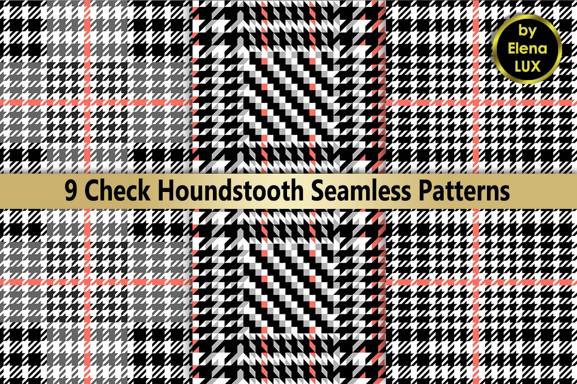 Houndstooth Seamless Pattern Set cover image.