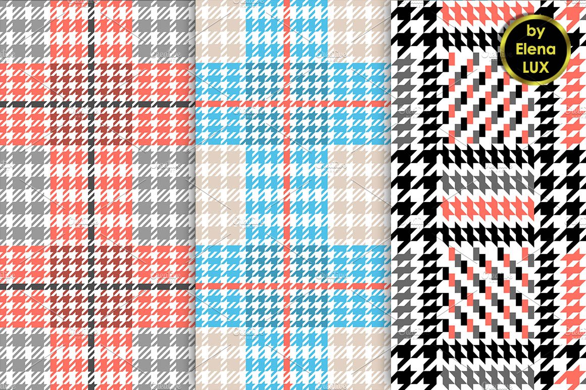 Houndstooth Seamless Pattern Set preview image.