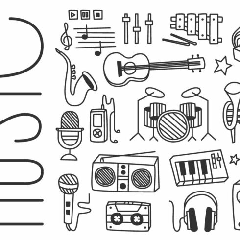 Musical Instruments in Hand drawn cover image.