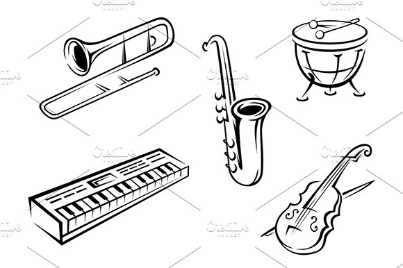 Musical instruments set cover image.