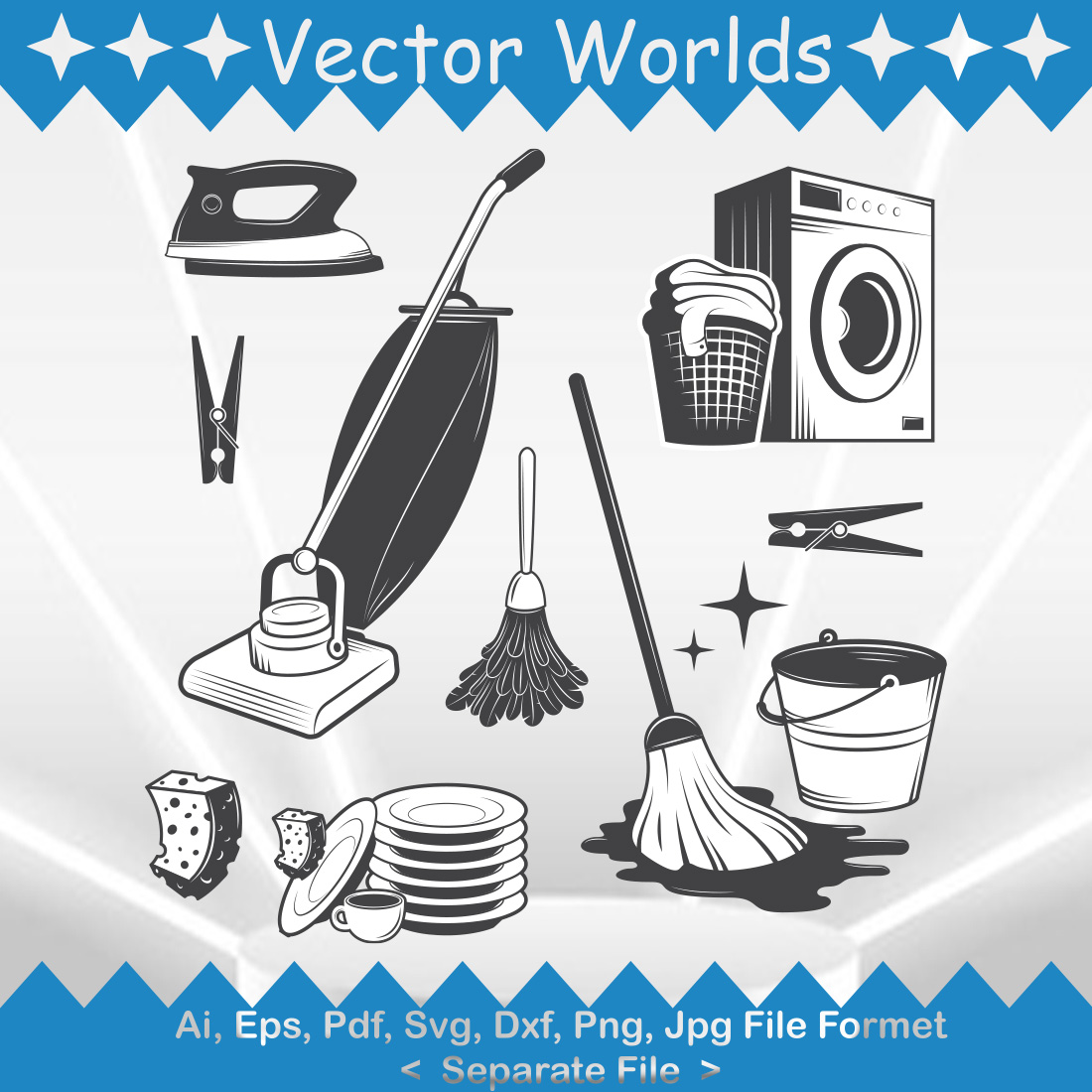 Cleaning Set SVG Vector Design preview image.