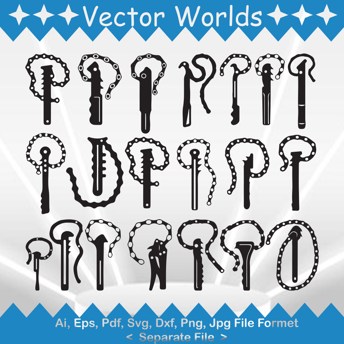 Chain Wrench SVG Vector Design preview image.