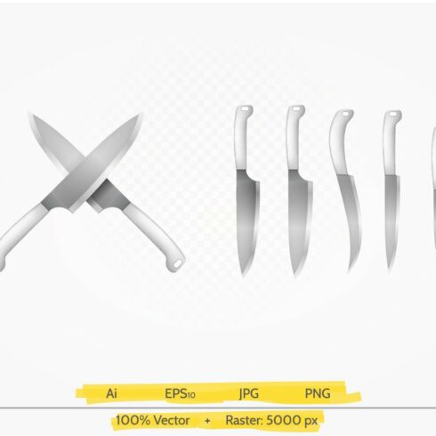 Kitchen knives vector illustration cover image.