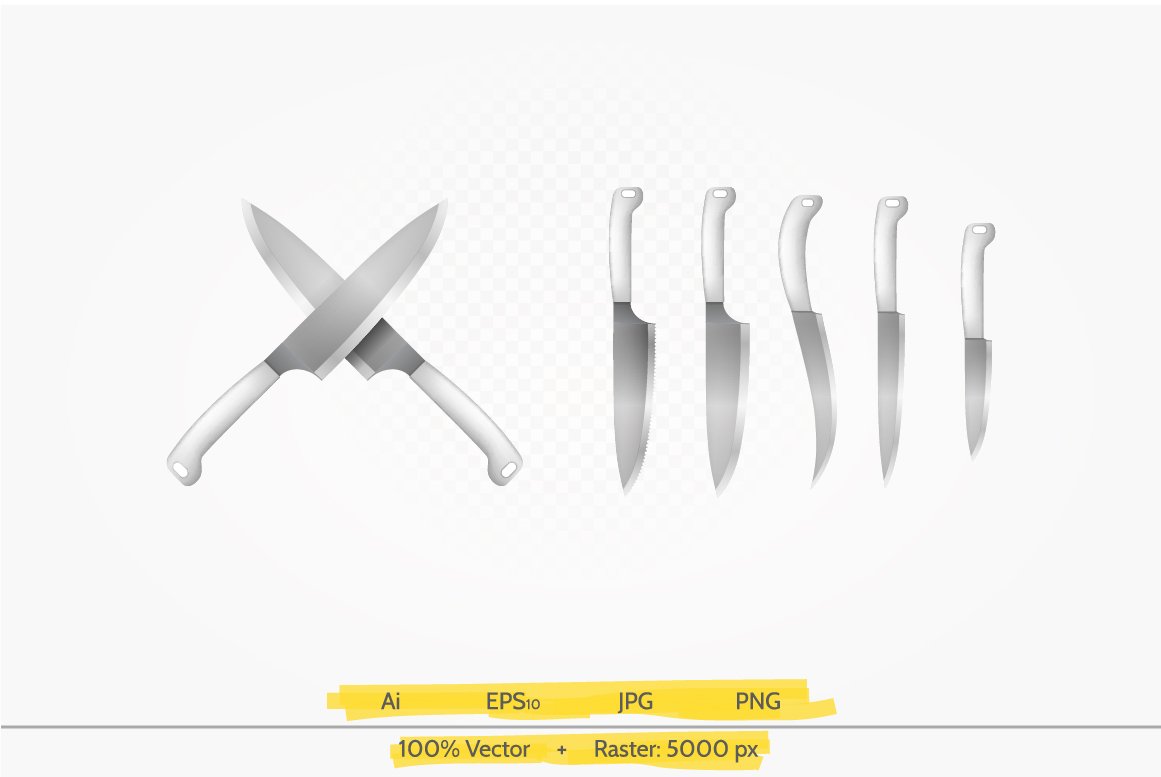 Kitchen knives vector illustration cover image.