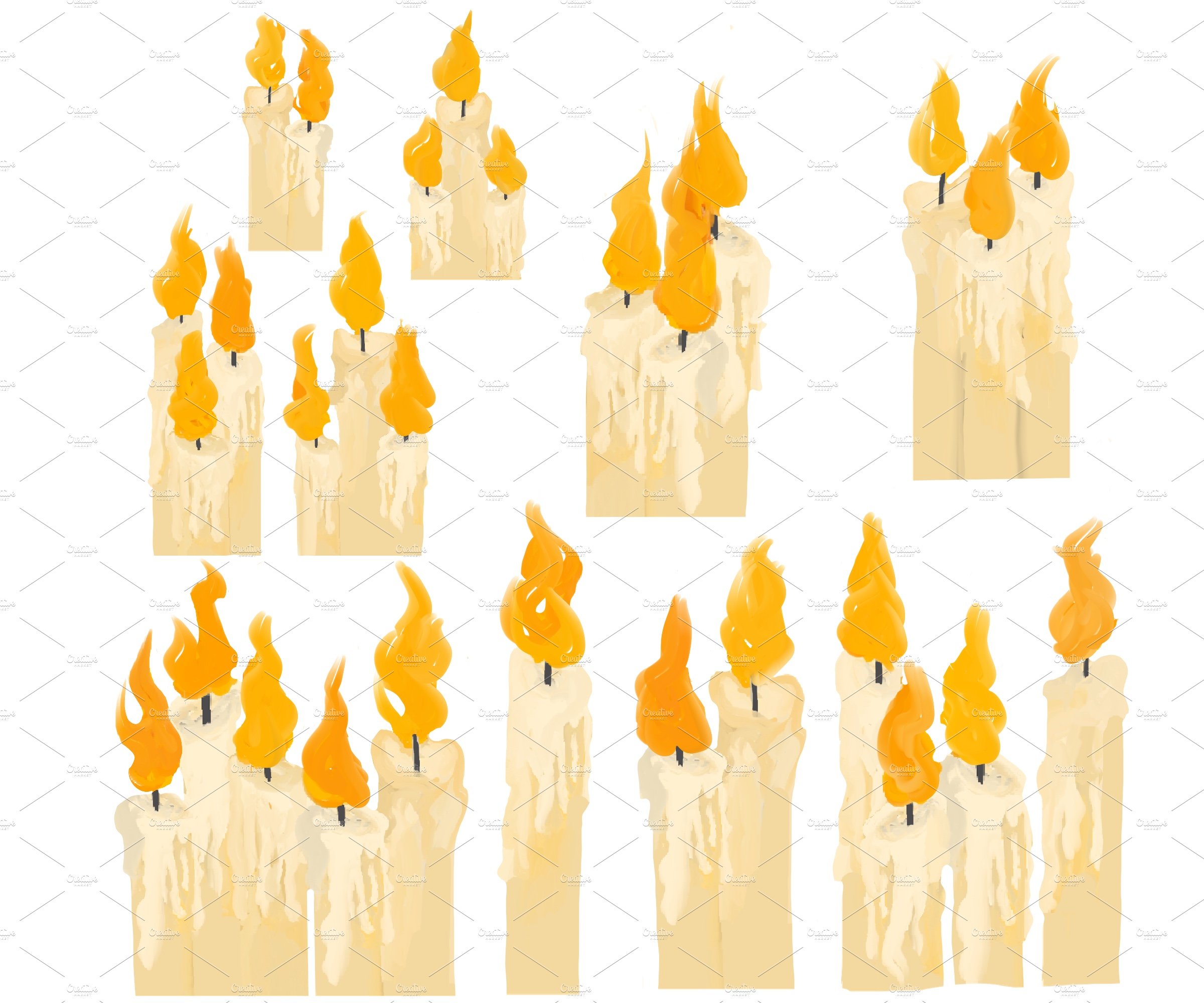 Set of hand drawn candles preview image.