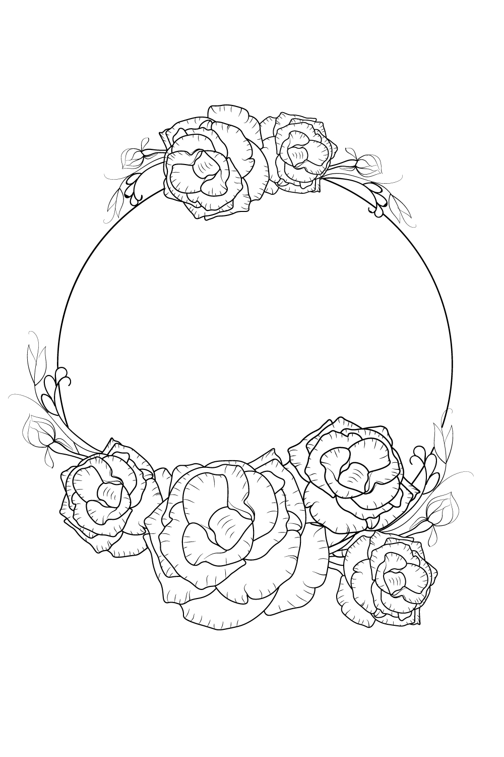 Black Line Art on White Background, Design Plants Leaf Flower Frame. Vector  Stock Vector - Illustration of ornament, graphic: 154456281
