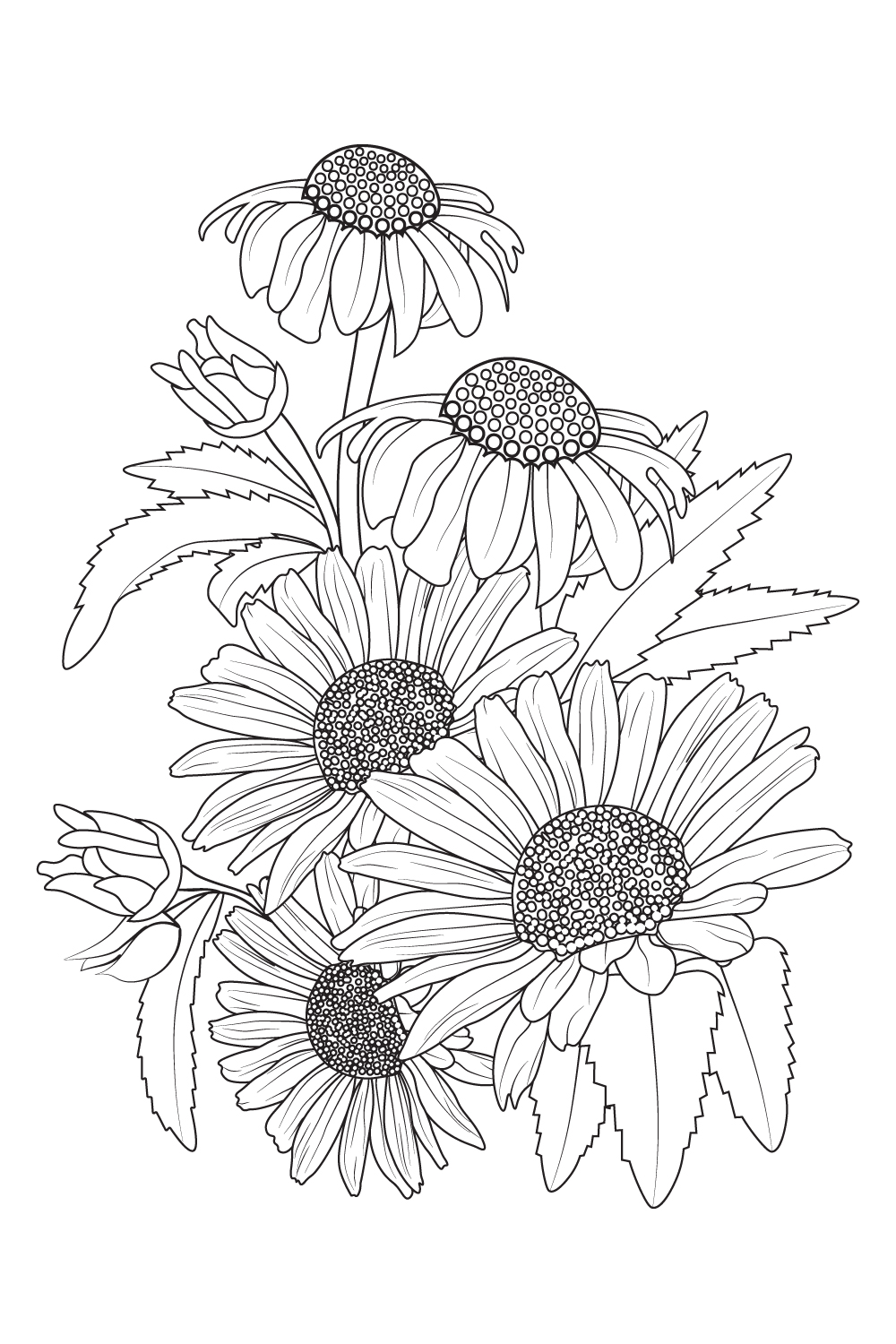 Minimalist tattoo flower daisy nature line art Vector Image