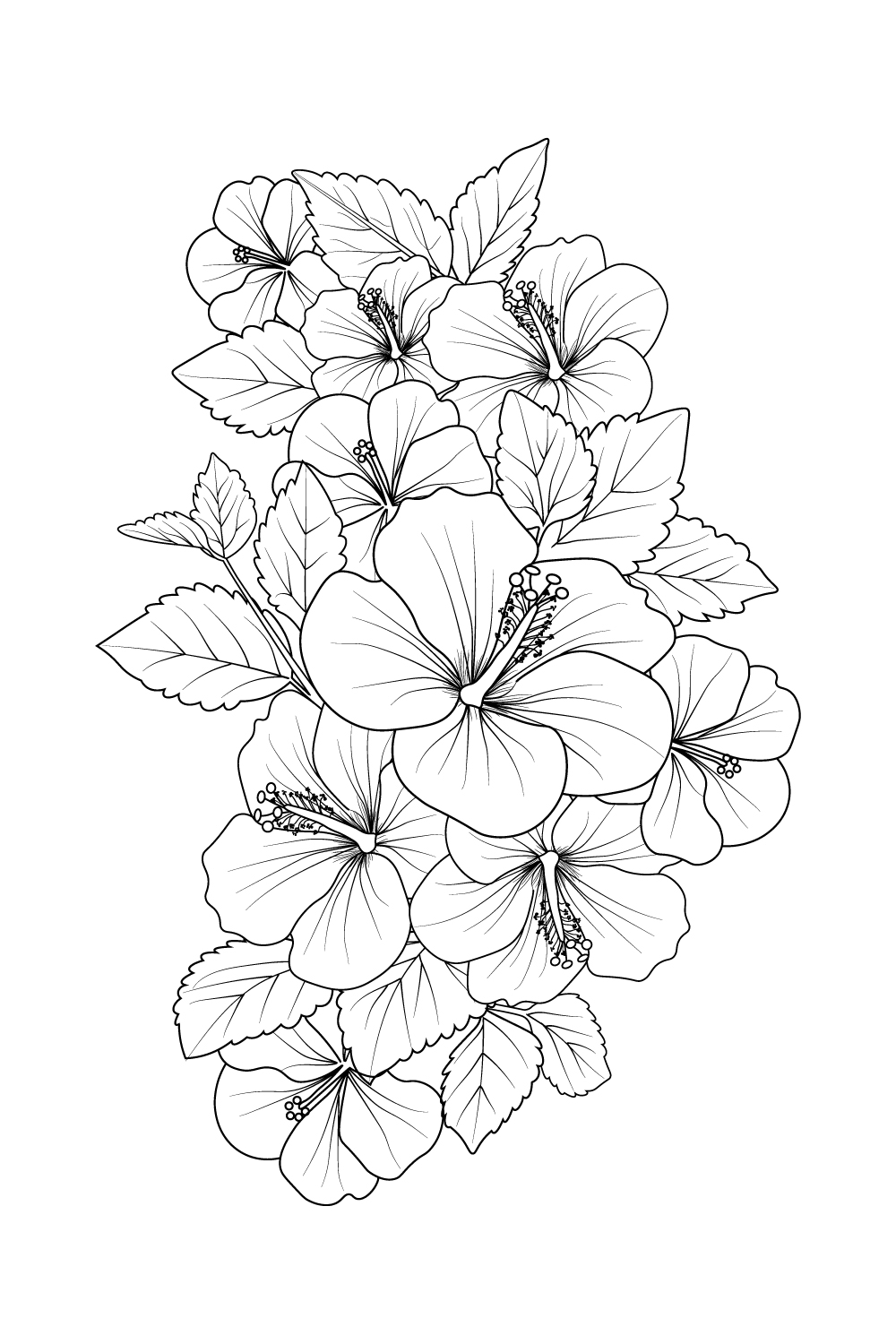 vector hibiscus flower. hibiscus flower drawing easy, sketch easy ...