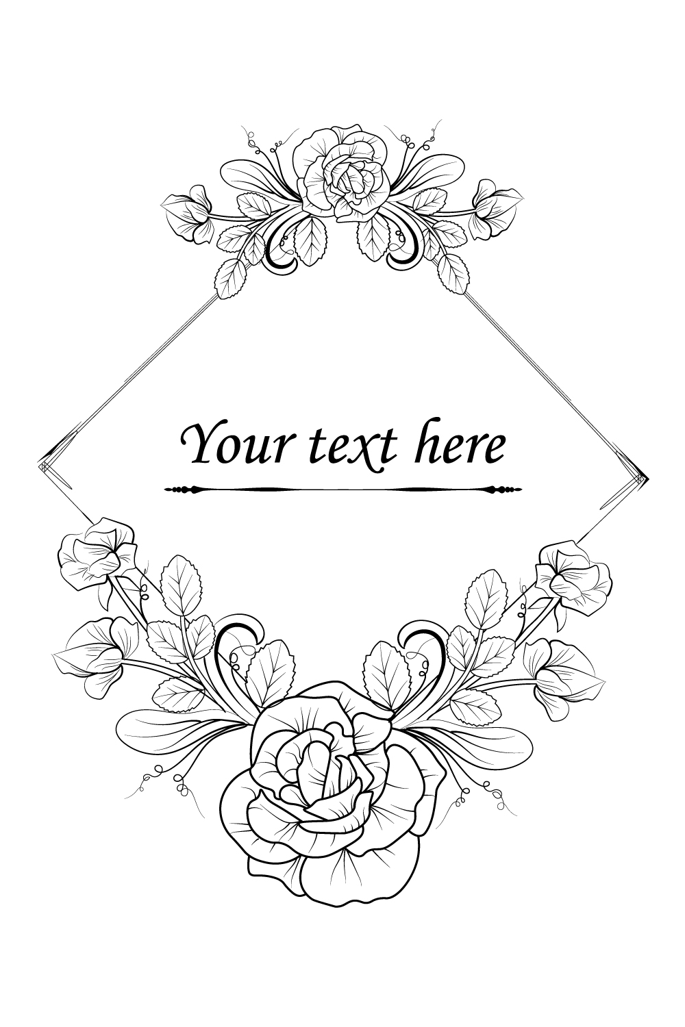 rose vector, rose vector black and white, vector rose flower clipart black and white, pinterest preview image.