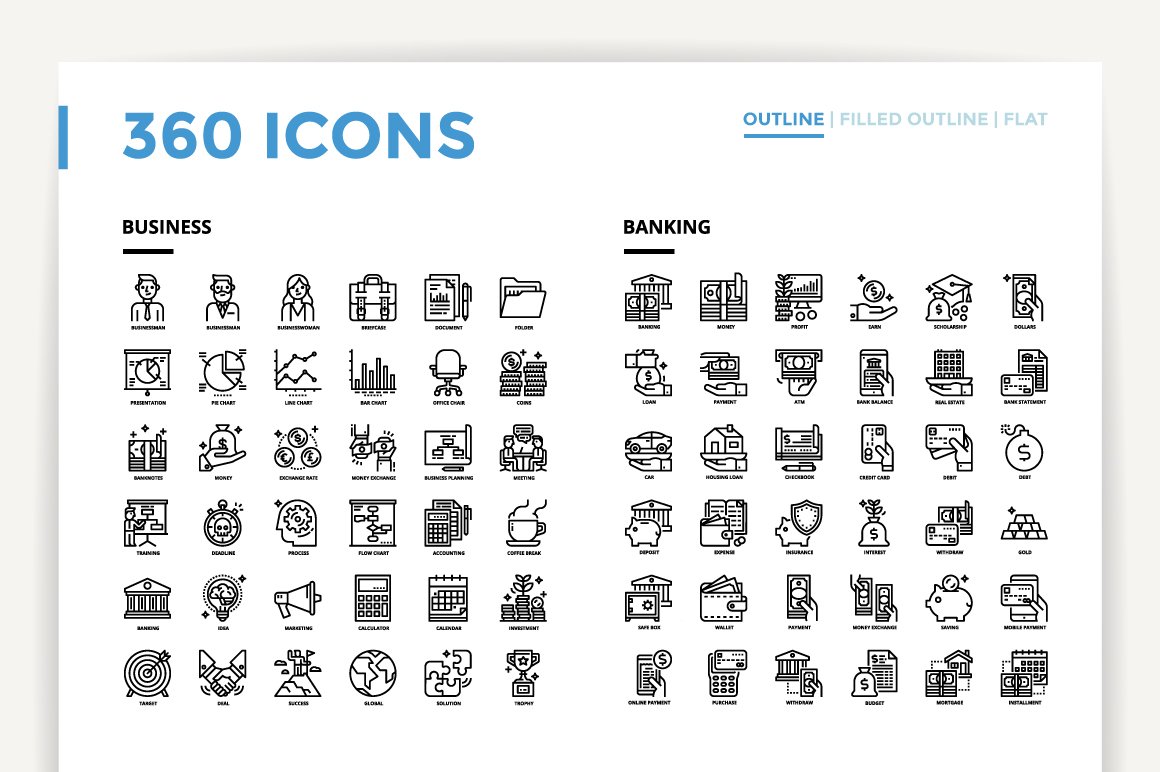 360 Icons x3 Styles preview image.