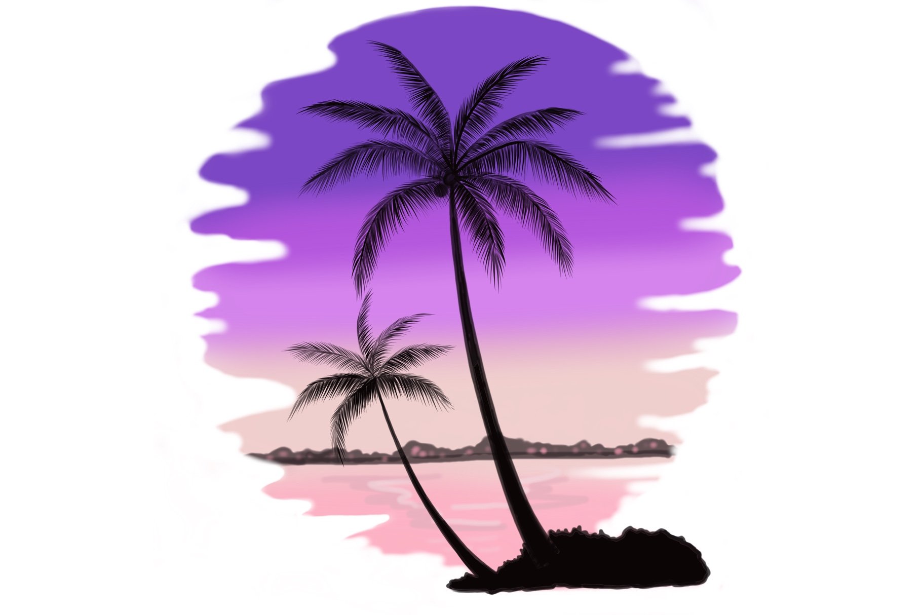 Sunset at the ocean PNG clipart cover image.