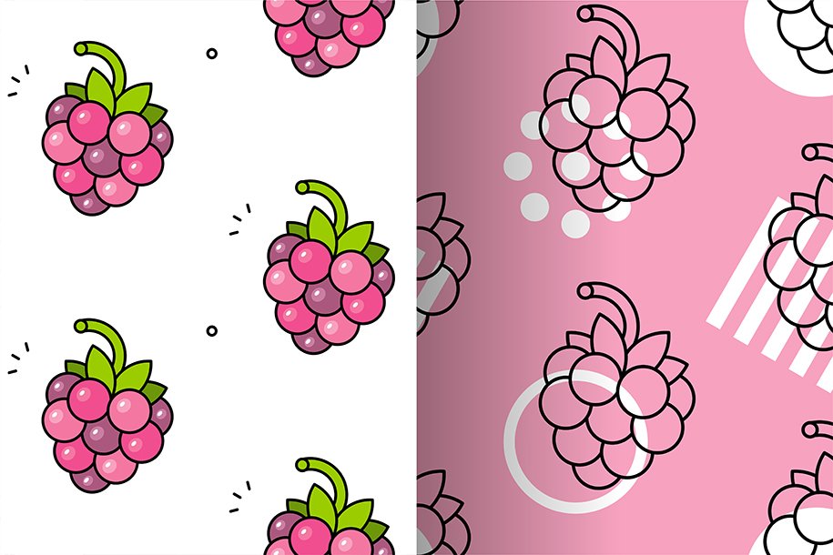 Raspberries seamless pattern cover image.